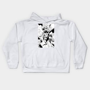 Bat guy leaps into the city Kids Hoodie